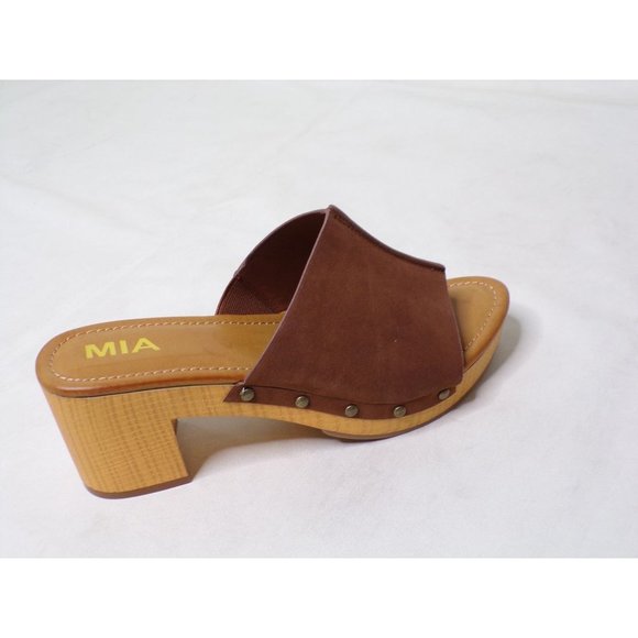 MIA Merel Studded Block Heel Mule Sandal Shoes 39  9 Brown NEW - Picture 9 of 11